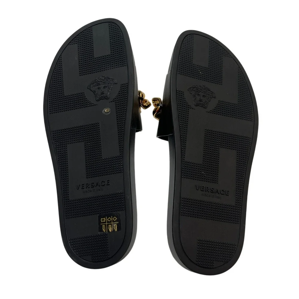 6-98 VERSACE Men's Sandals Chain Gold/Black Size 44EU/10.5US